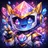 Colorful abstract geometric avatar with dynamic shapes on a vibrant background